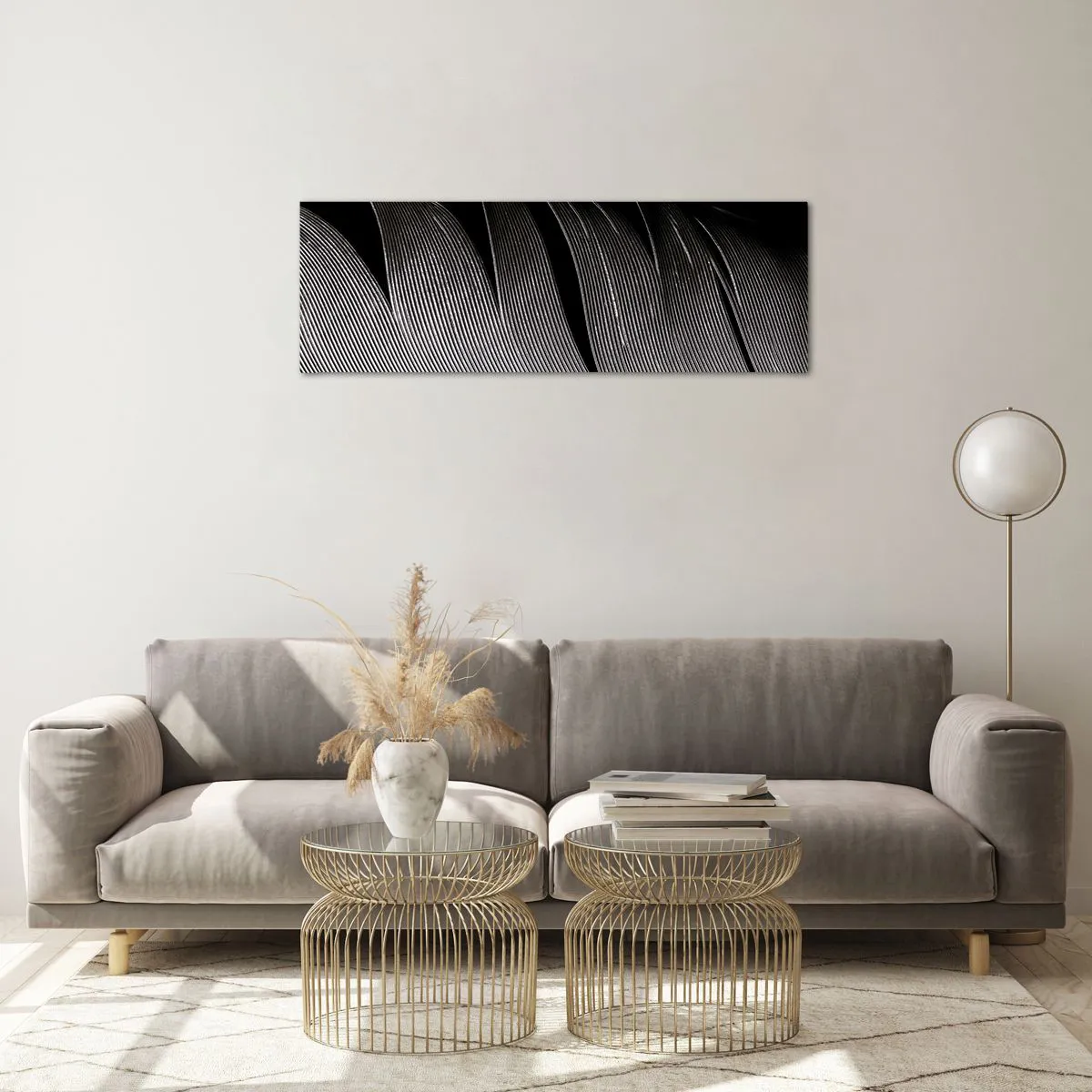 Glastavla - Bild på glas - Fjäder - en underbar konstruktion - 90x30 cm