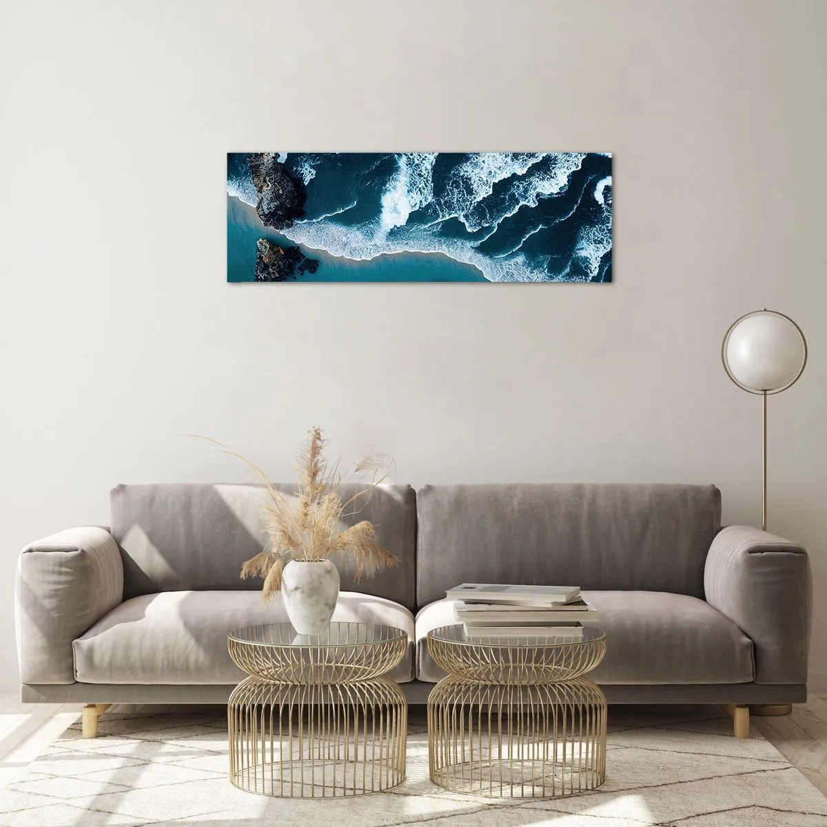 Impression sur verre - Image sur verre - Enveloppé par les vagues - 90x30 cm