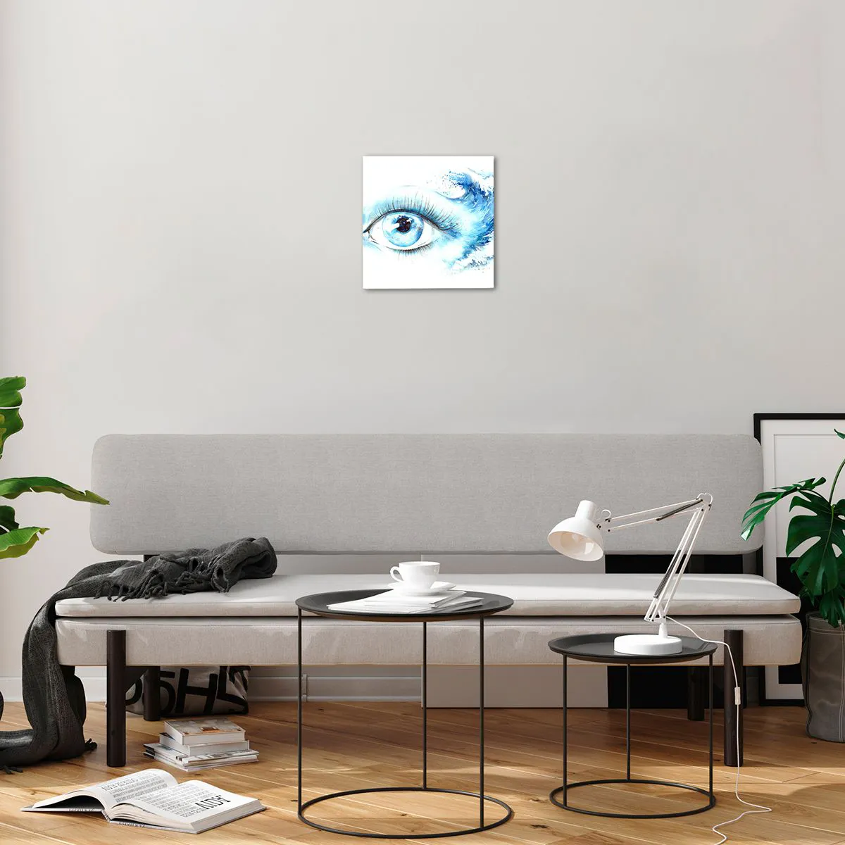 Glass picture - Immerse in those Blue Eyes - 30x30 cm