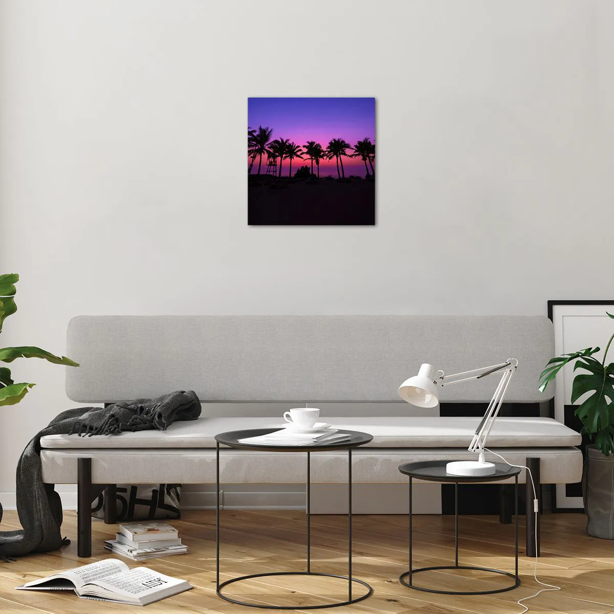 Glass picture - Evening under the Palms - 40x40 cm