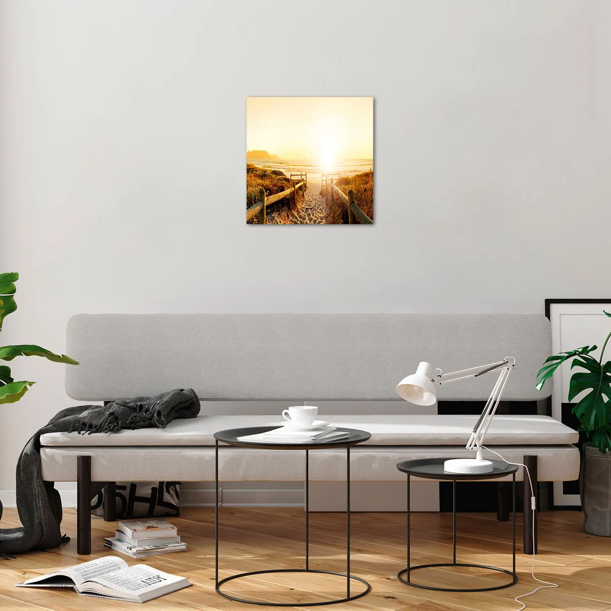 Billede på glas - Over klitten, mod solen - 40x40 cm