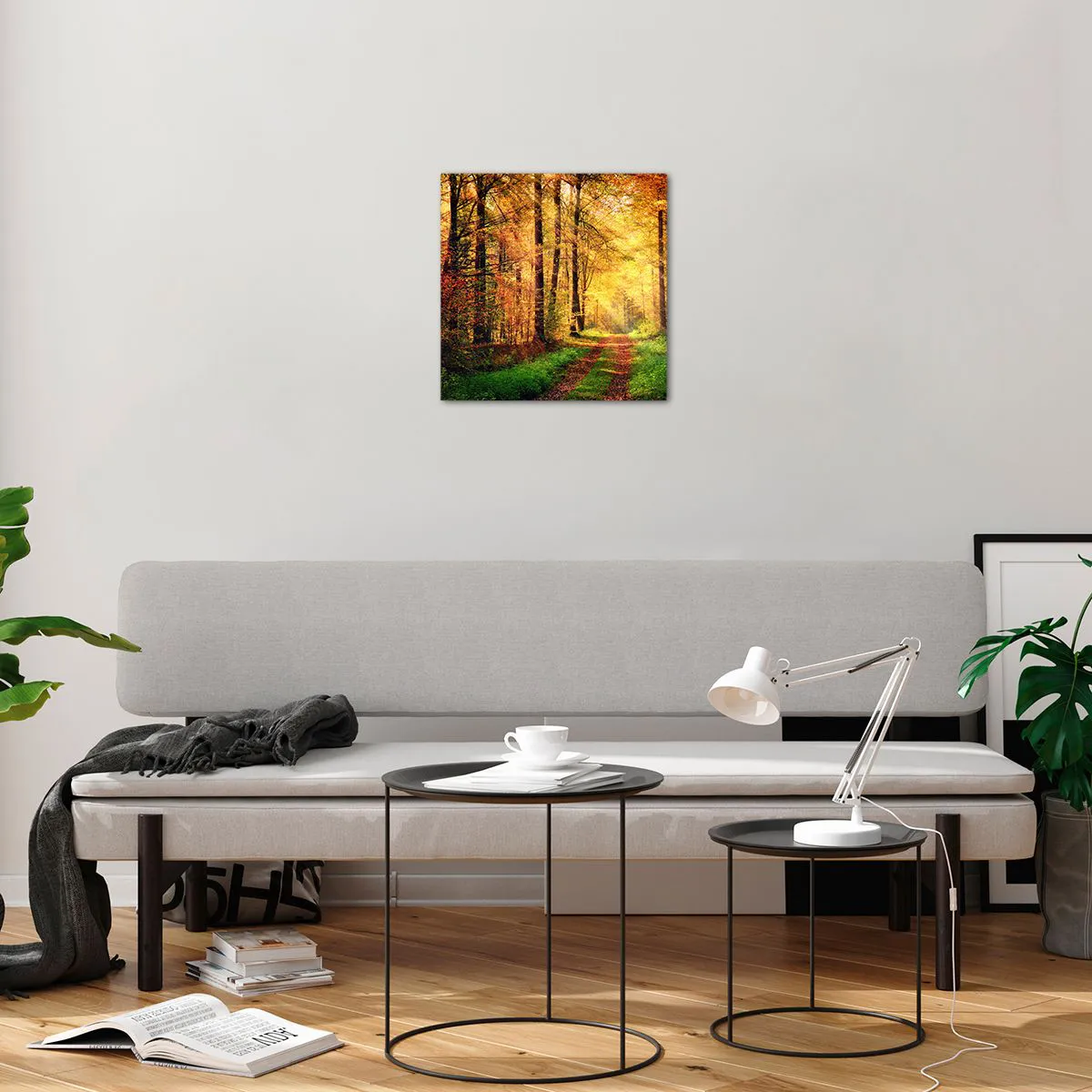 Obraz na szkle - Leśno-złota cisza - 40x40 cm