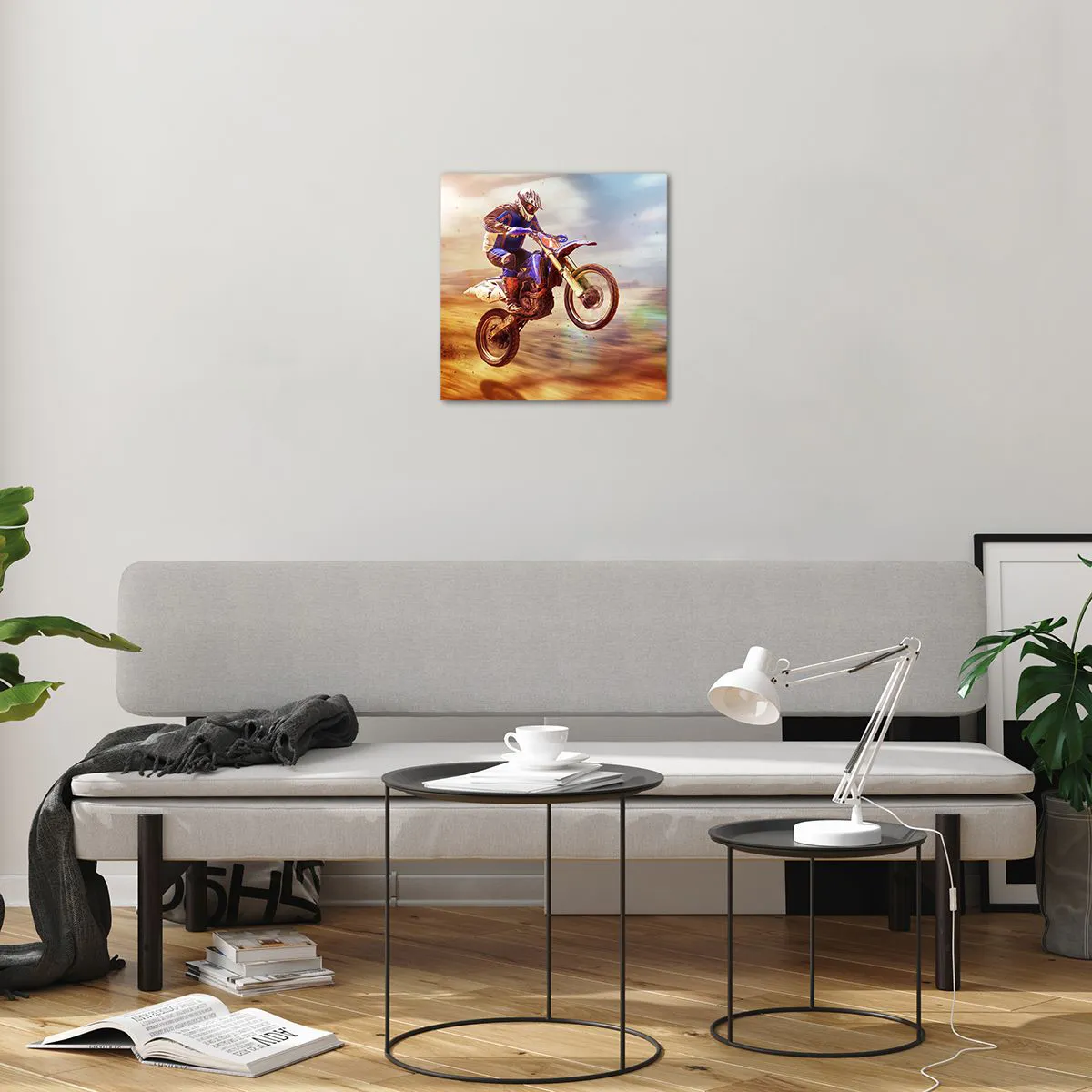 Obraz na skle - Motocyklová závrať - 40x40 cm