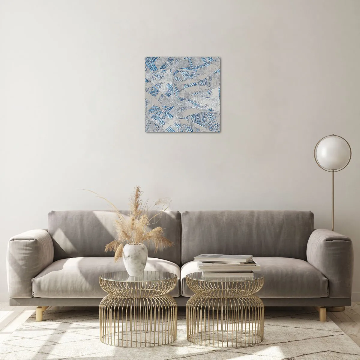 Tablou pe sticlă - Într-un labirint de gri-albastru - 40x40 cm