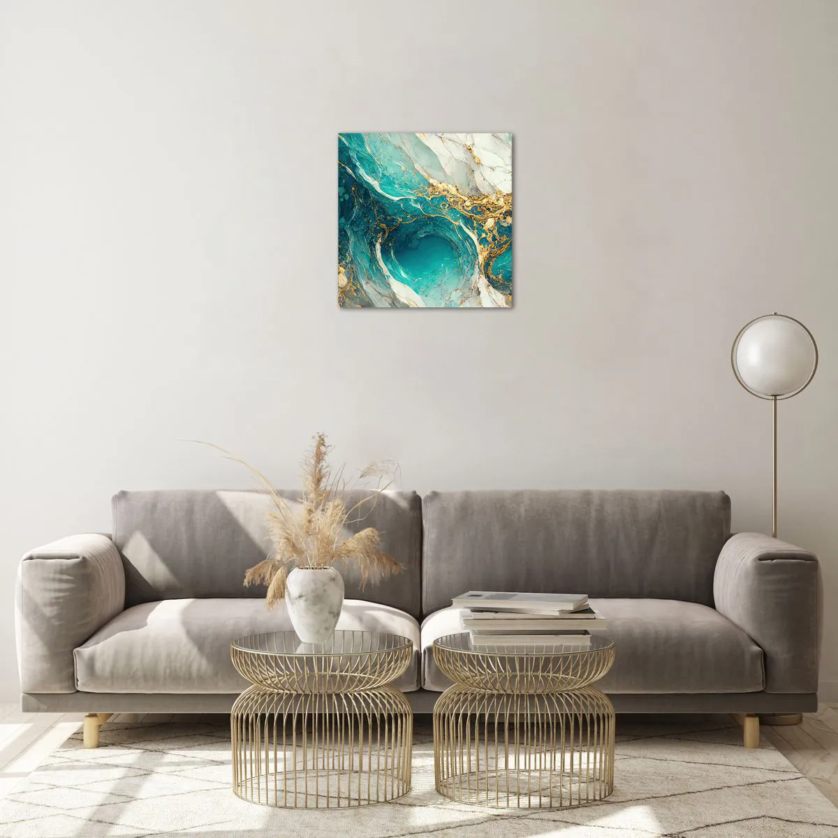 Quadro em vidro - Composição com veios d'ouro - 40x40 cm