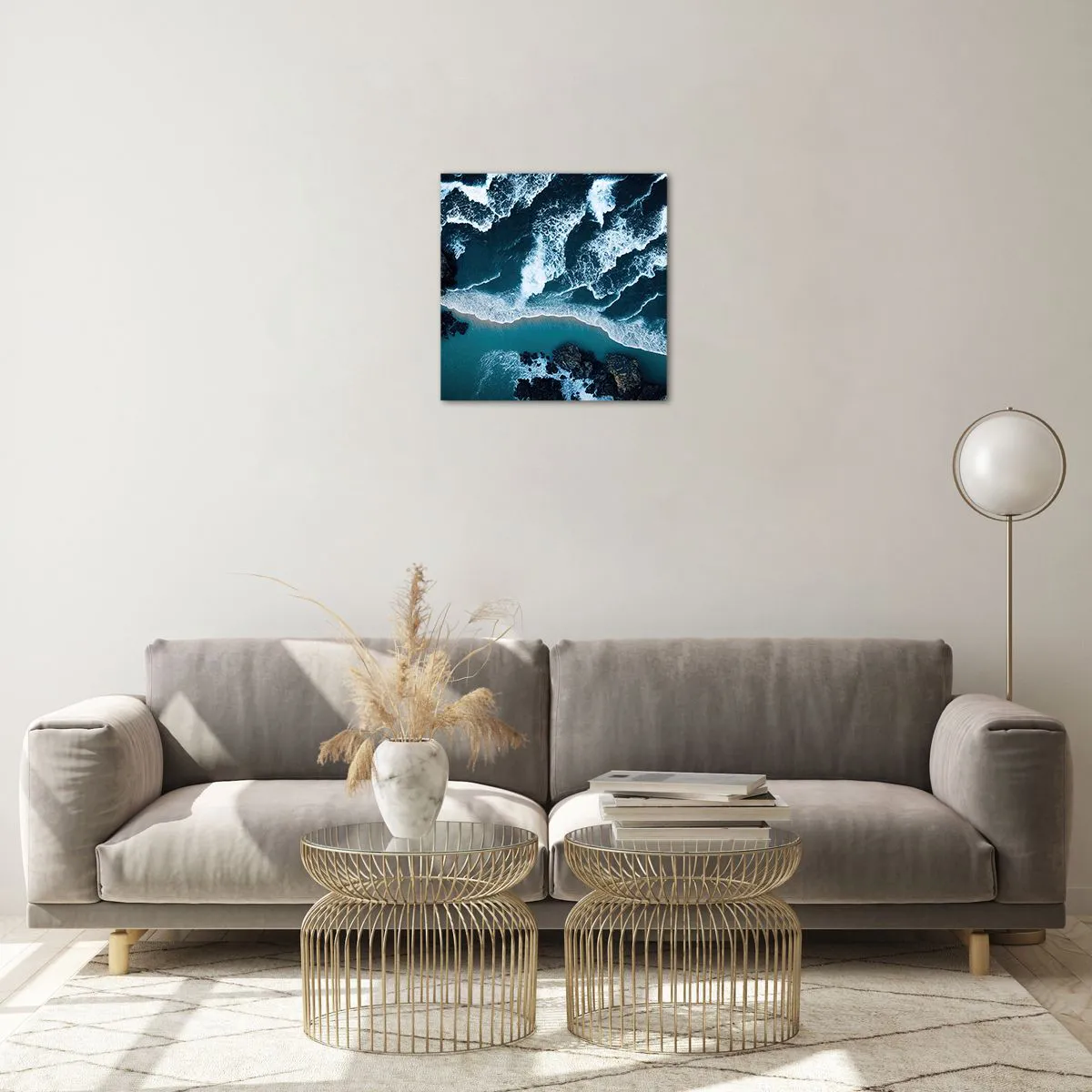 Impression sur verre - Image sur verre - Enveloppé par les vagues - 40x40 cm