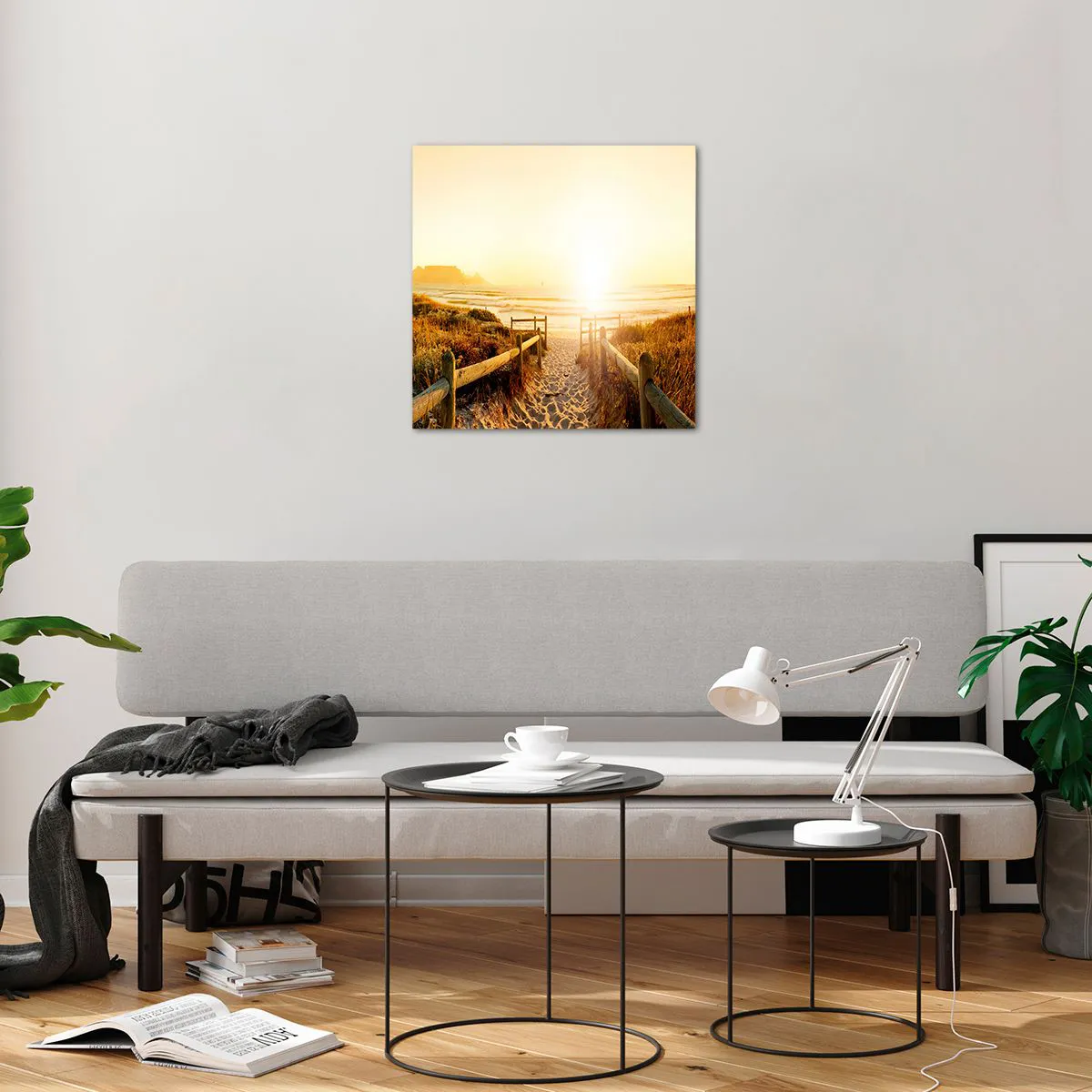 Cuadro sobre vidrio - Impresiones sobre Vidrio - A través de la duna, hacia el sol - 50x50 cm