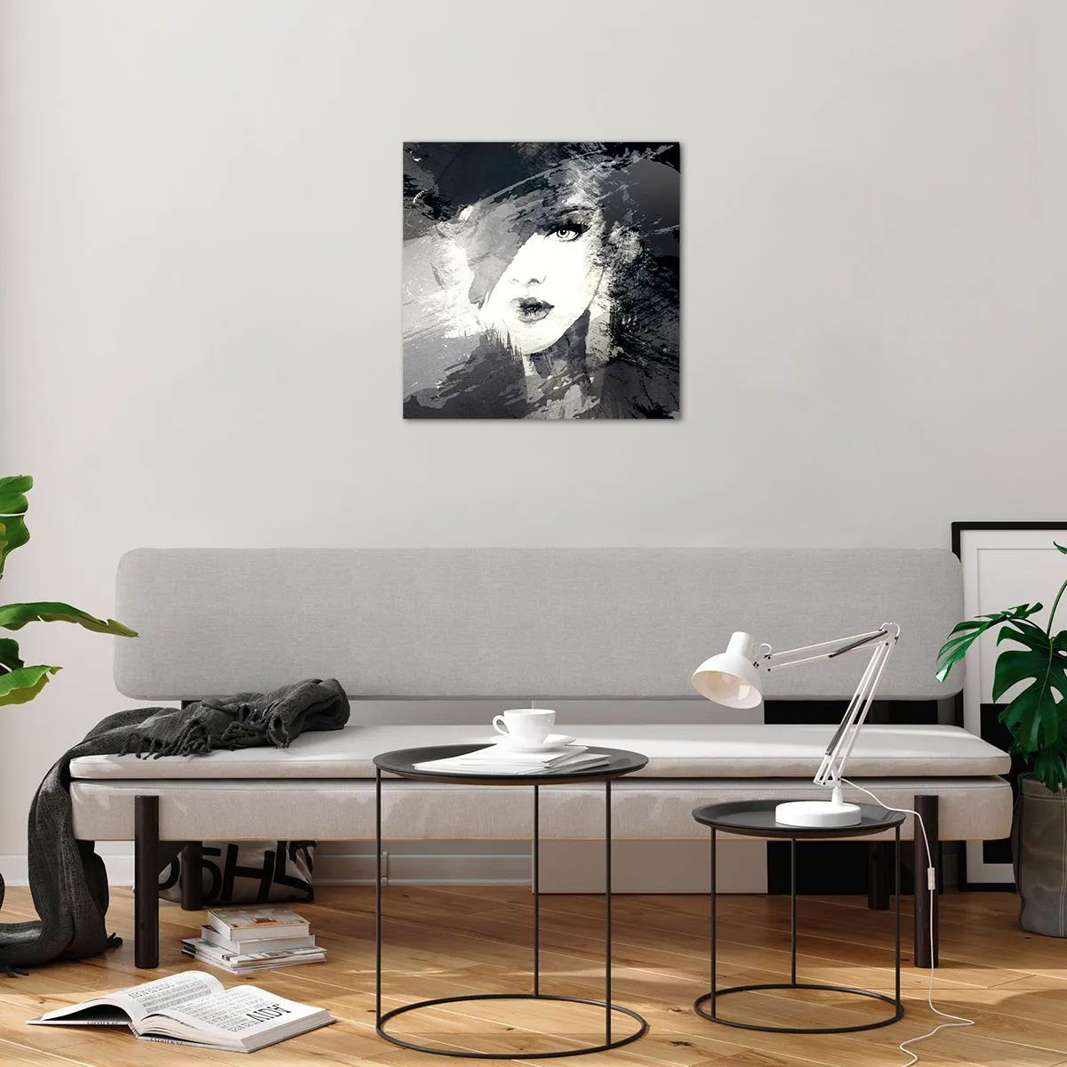 Obraz na szkle - Zza szarego woalu - 50x50 cm
