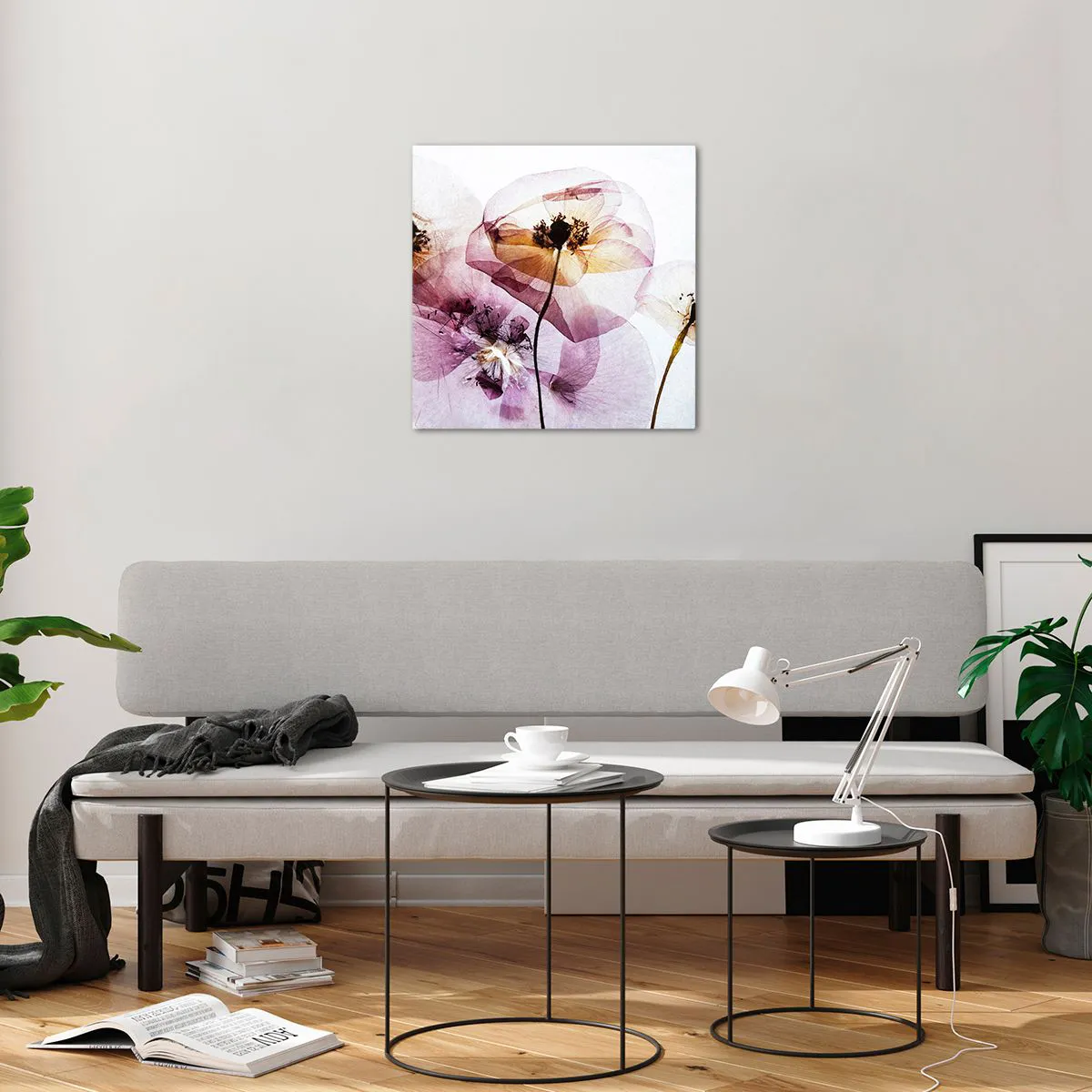 Impression sur verre - Image sur verre - Corps de fleurs transparente - 50x50 cm