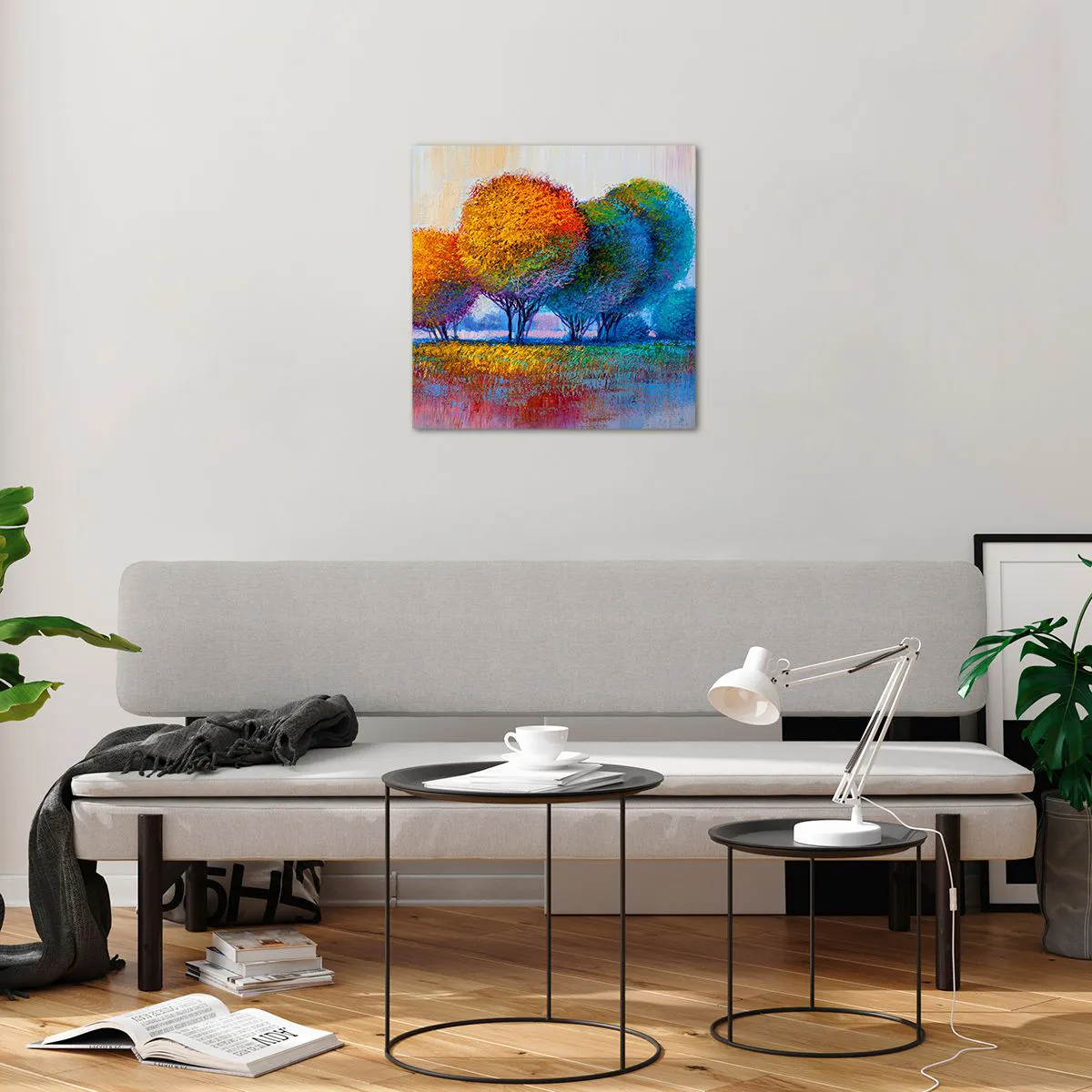 Impression sur verre - Image sur verre - Un bouquet de couleurs éclatantes - 50x50 cm