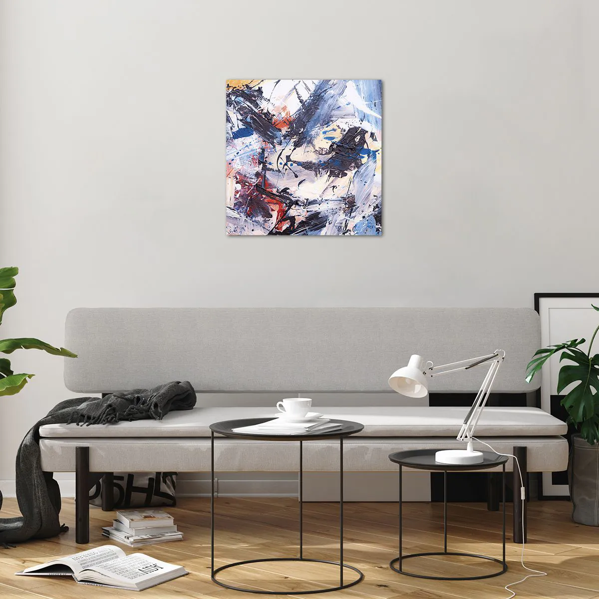 Schilderen op glas - Gekke dans van abstractie - 50x50 cm