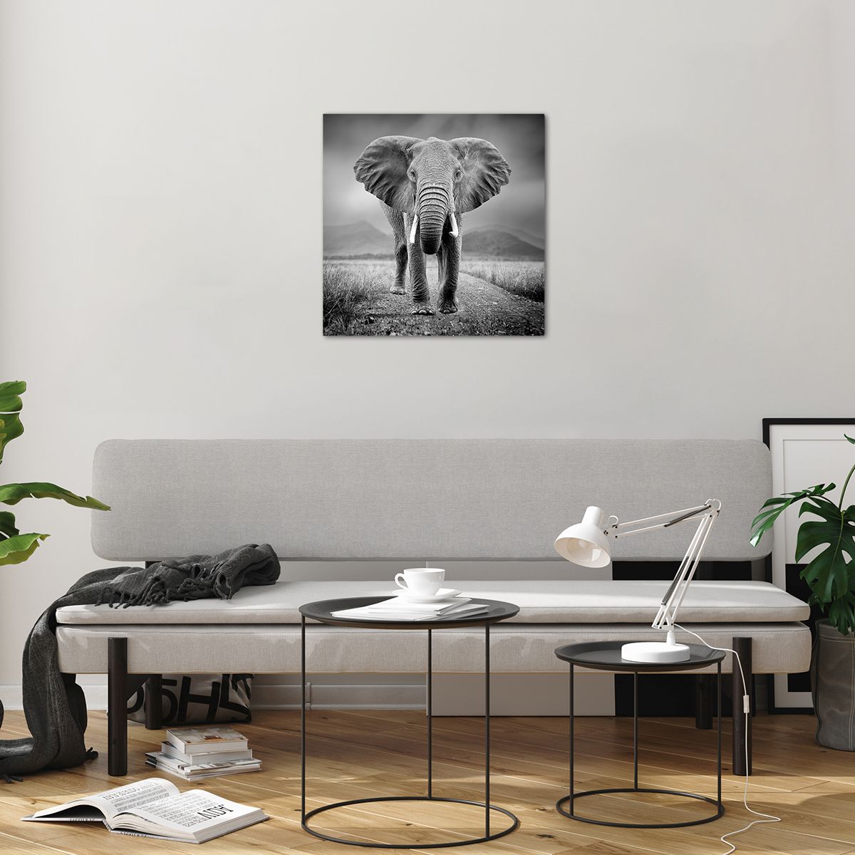 Bild på glas Elefant, Bild på glas Djur, Bild på glas Landskap, Bild på glas Natur, Bild på glas Afrika