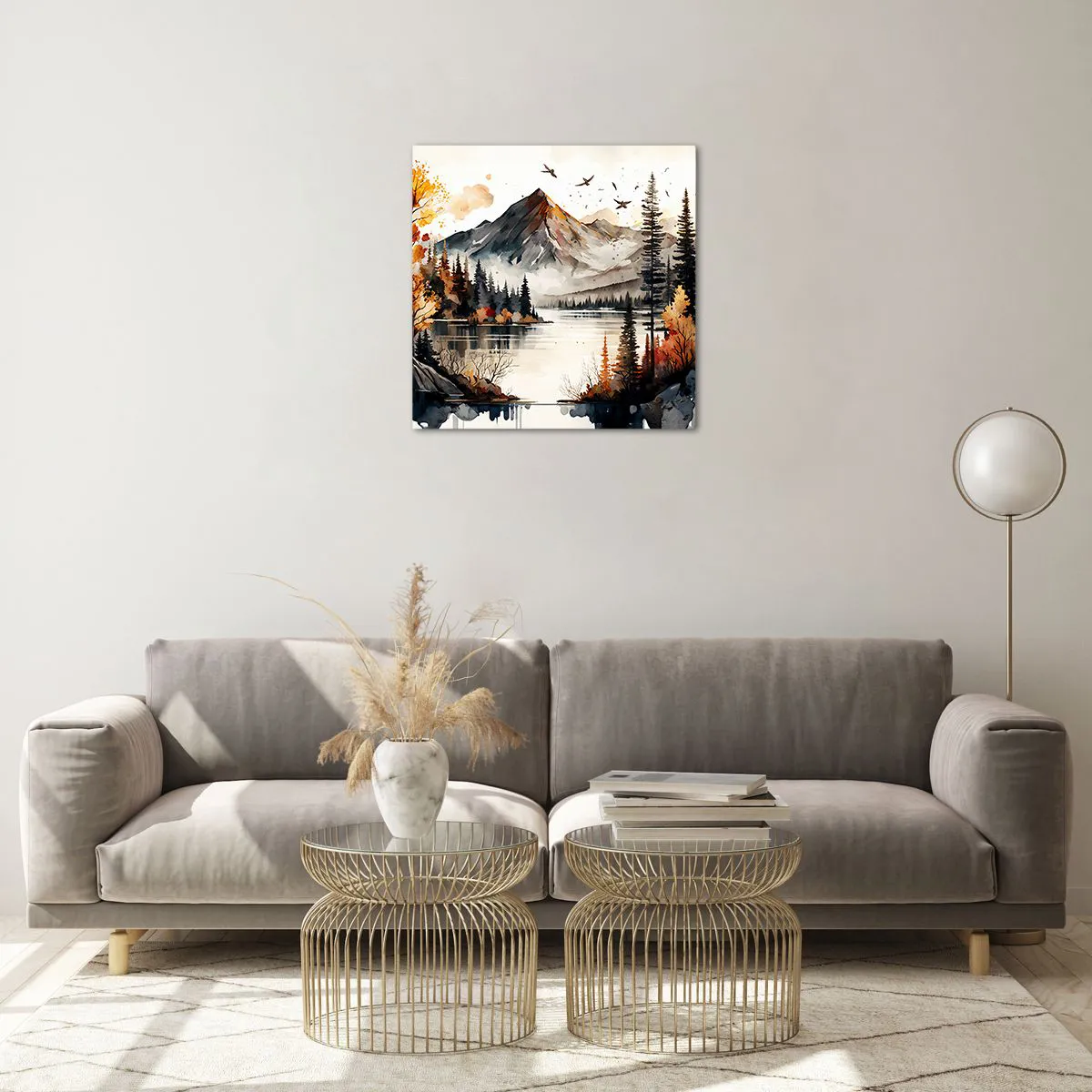 Obraz na skle - Zlatá jeseň na horách - 50x50 cm