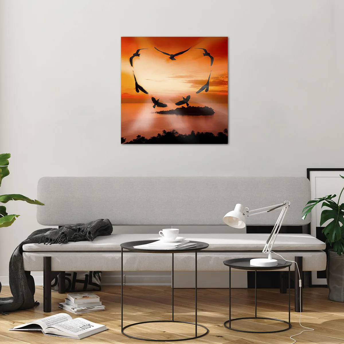 Glass picture - Love the World Like Birds - 60x60 cm