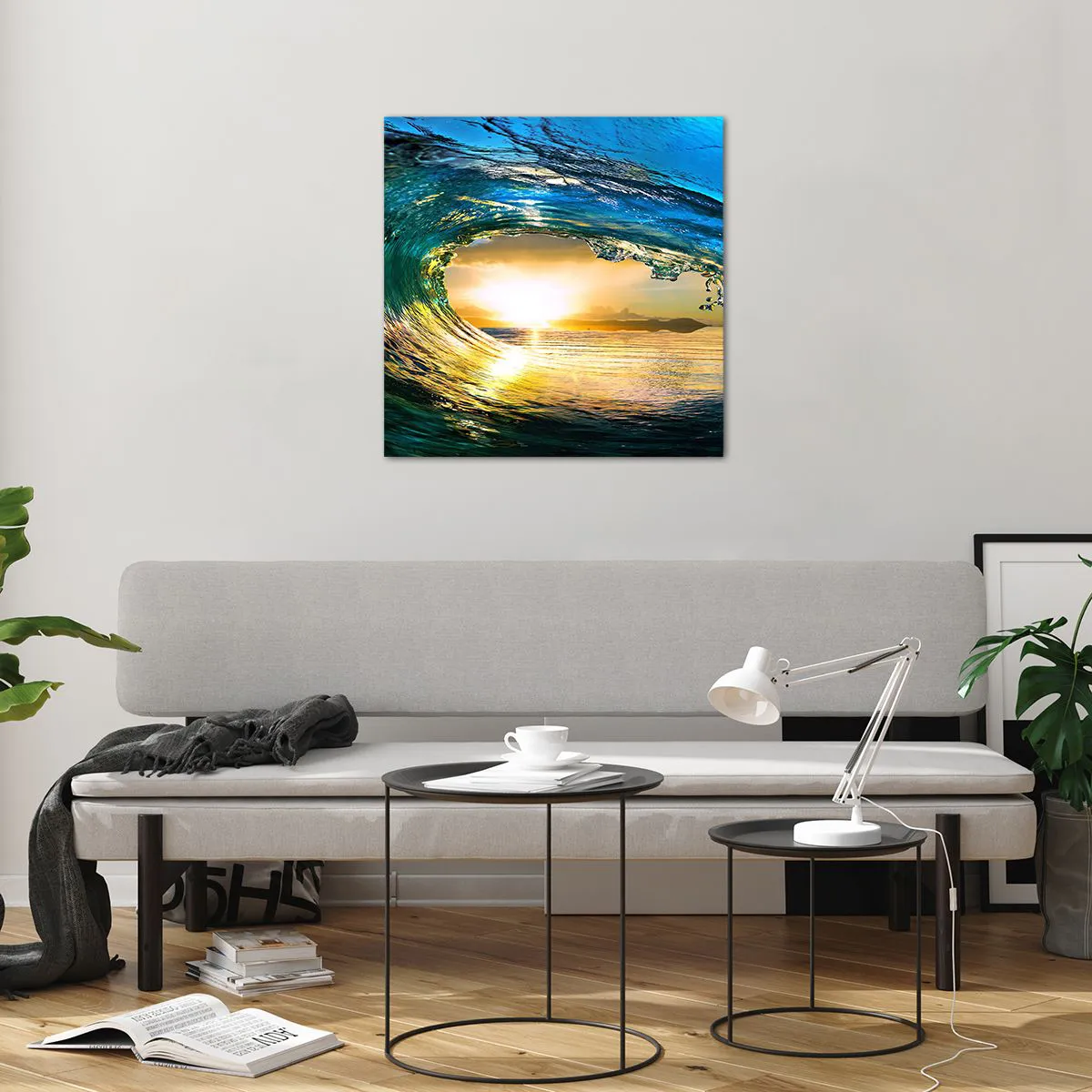 Glass picture - In an Emerald and Gold Crystal - 60x60 cm