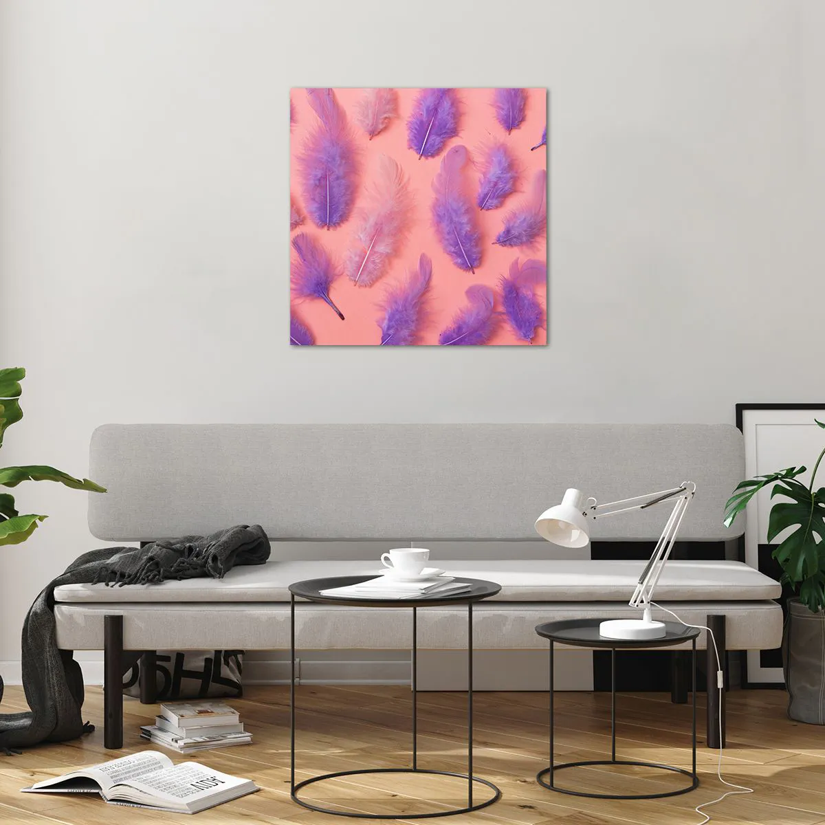 Obraz na szkle - Liliowy ptak pragnienia - 60x60 cm