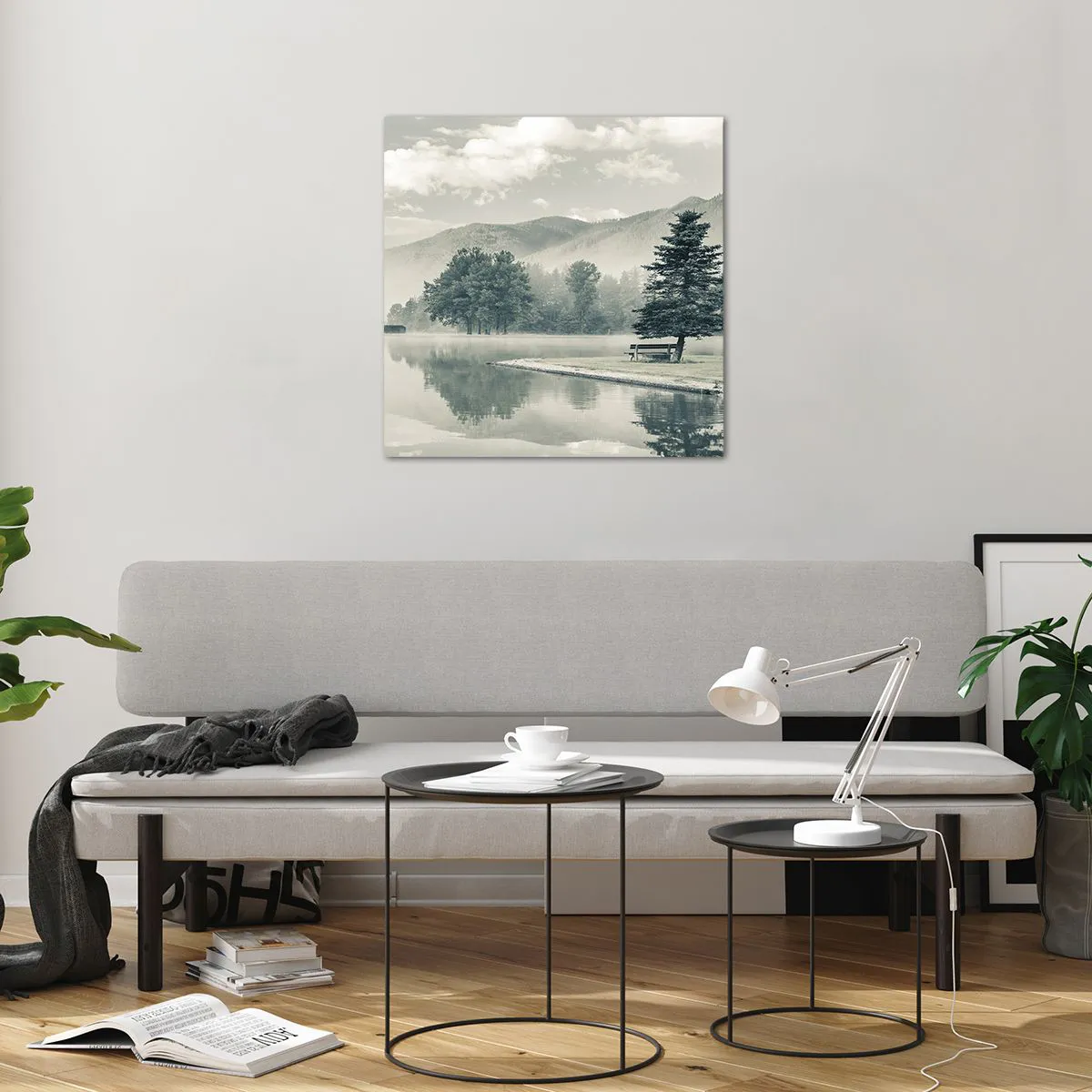 Obraz na skle - Jazero ešte spí - 60x60 cm