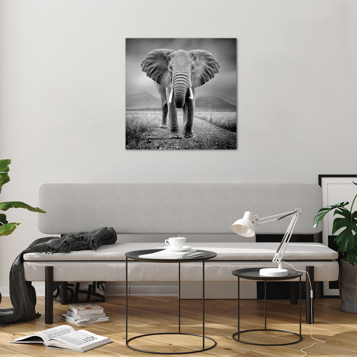 Glass picture  Elephant, Glass picture  Animals, Glass picture  Landscape, Glass picture  Nature, Glass picture  Africa