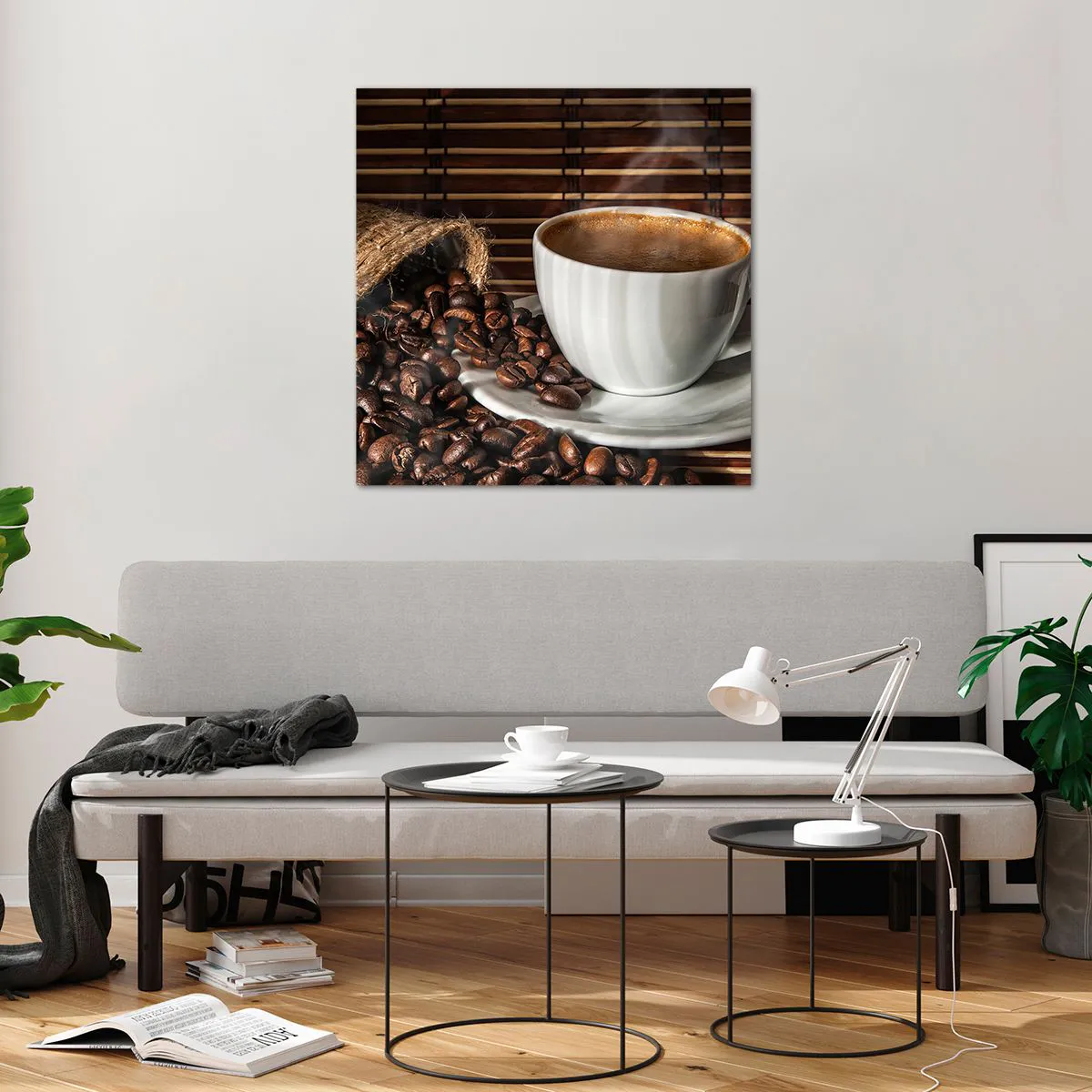 Tablou pe sticlă - Negru de cărbune, transparență de chihlimbar - 70x70 cm