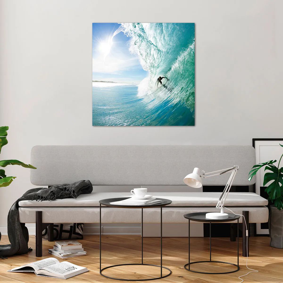 Glass picture - Riding the Wave - 70x70 cm