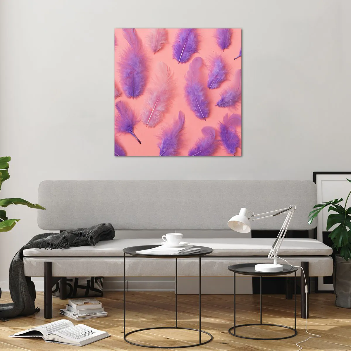 Cuadro sobre vidrio - Impresiones sobre Vidrio - Un pájaro lila del deseo - 70x70 cm