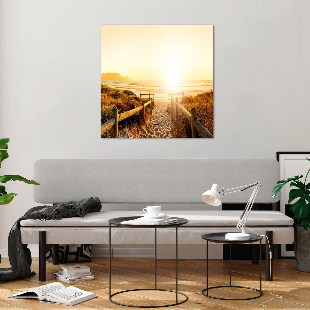 Tablou pe sticlă - Prin dune spre soare - 70x70 cm