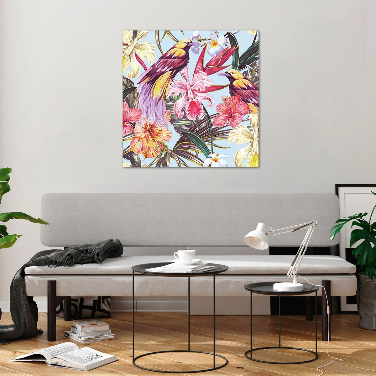 Glass picture - Flakes and Feathers - 70x70 cm