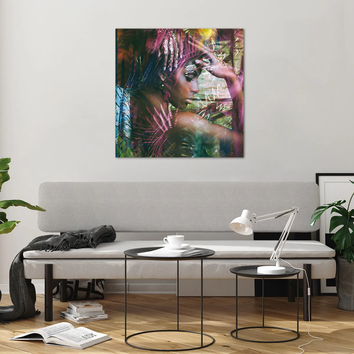 Impression sur verre - Image sur verre - Dame Nature dans la jungle - 70x70 cm