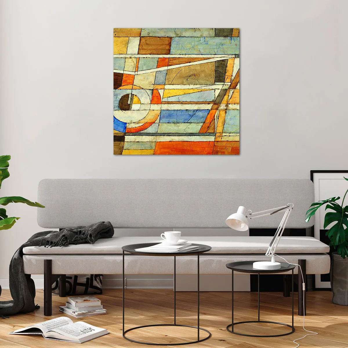 Üveg kép - Kubizmus az építkezésen - 70x70 cm