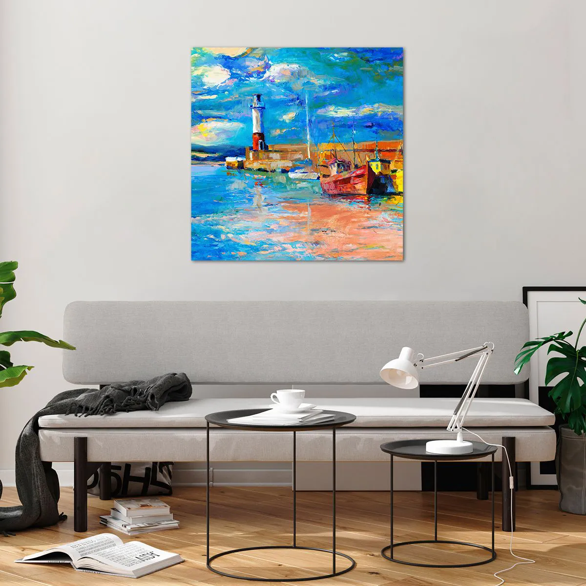 Glasbild - Bild auf glas - Ein Nachmittag in der Regenbogenbucht - 70x70 cm