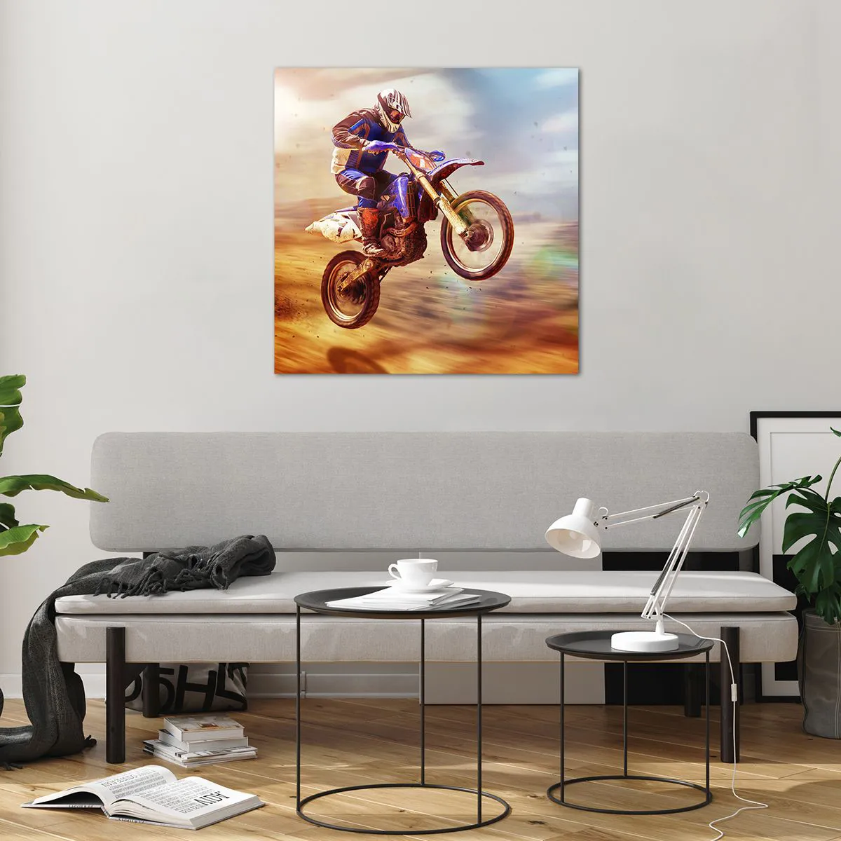 Schilderen op glas - Motor duizeligheid - 70x70 cm