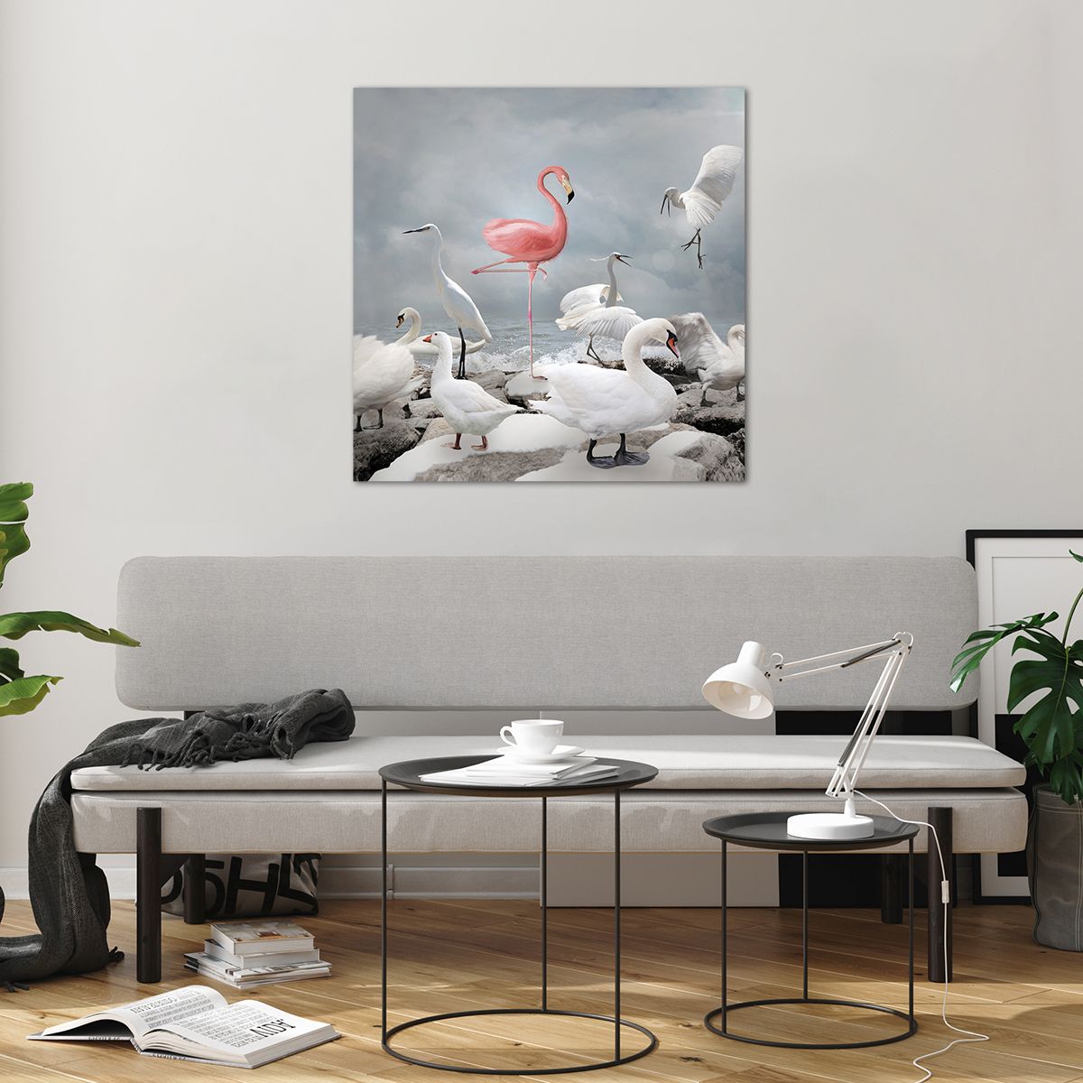 Obraz na plátne Flamingo, Obraz na plátne Swan, Obraz na plátne Vtáky, Obraz na plátne Zvieratá, Obraz na plátne Príroda