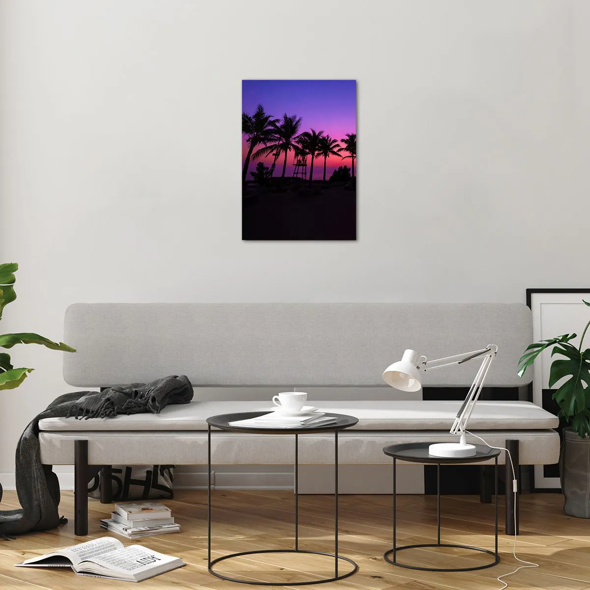 Quadro em vidro - Uma noite sob as palmeiras - 50x70 cm