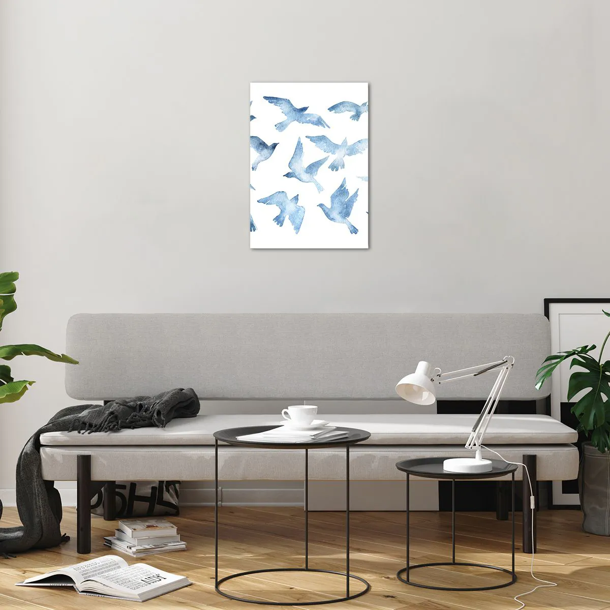 Tablou pe sticlă - Păsări albastre - 50x70 cm