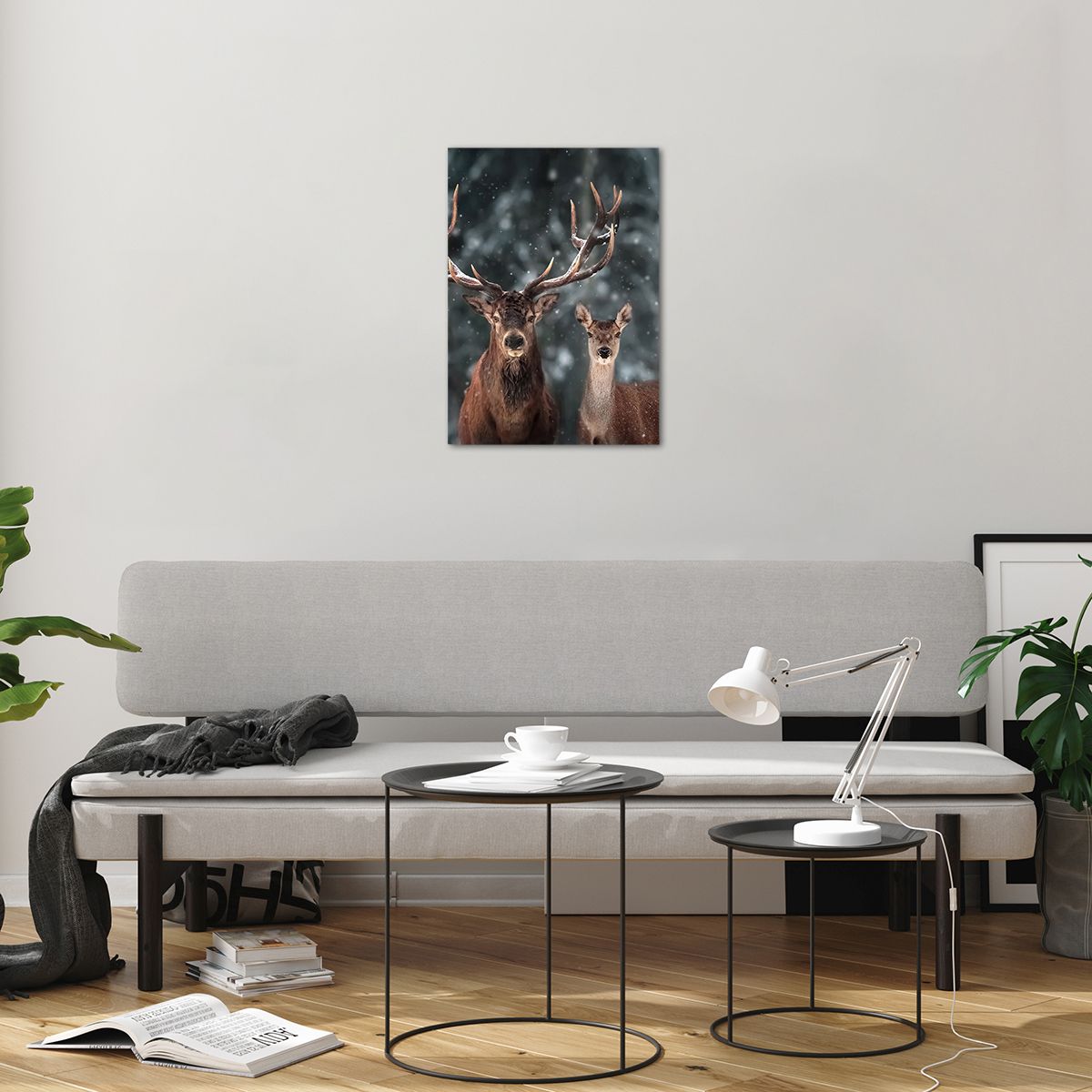 Tableau Toile Cerf Renne - 70x50 Cm, Impression Haute Qualité, Décoration Murale Salon Chambre