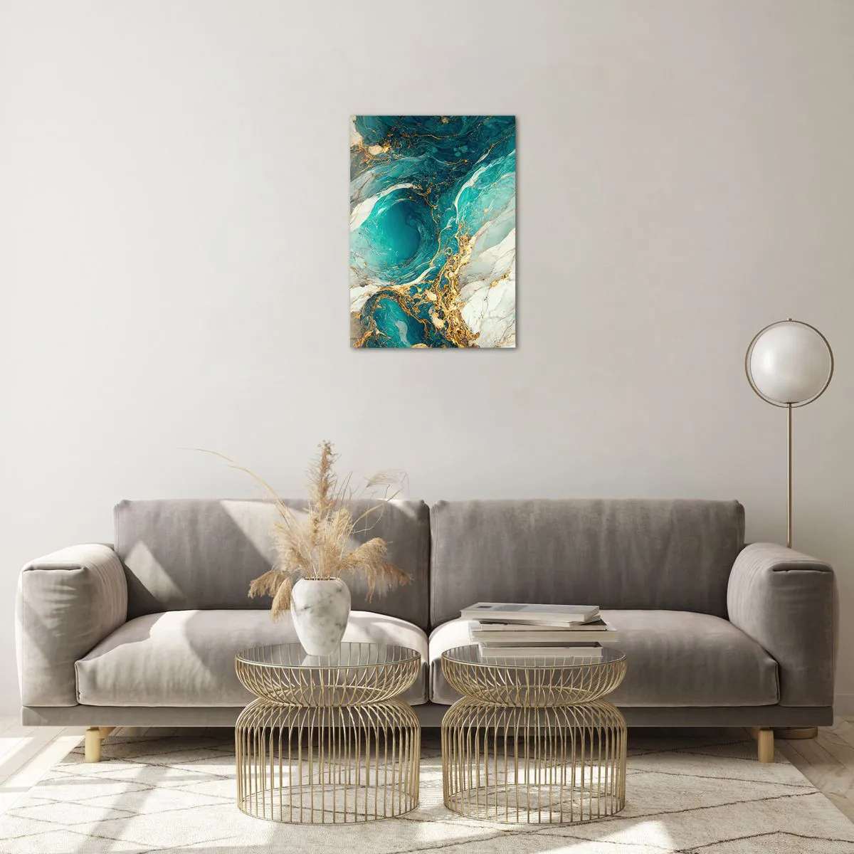 Quadro em vidro - Composição com veios d'ouro - 50x70 cm