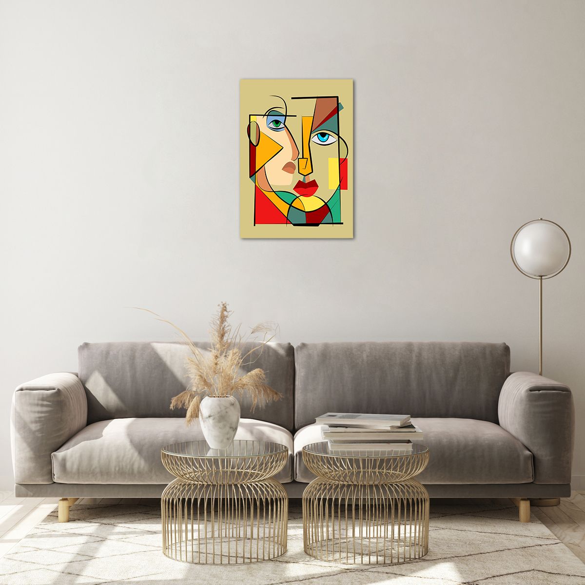 Abstrait portrait coloré Impression sur verre - Insigne Art