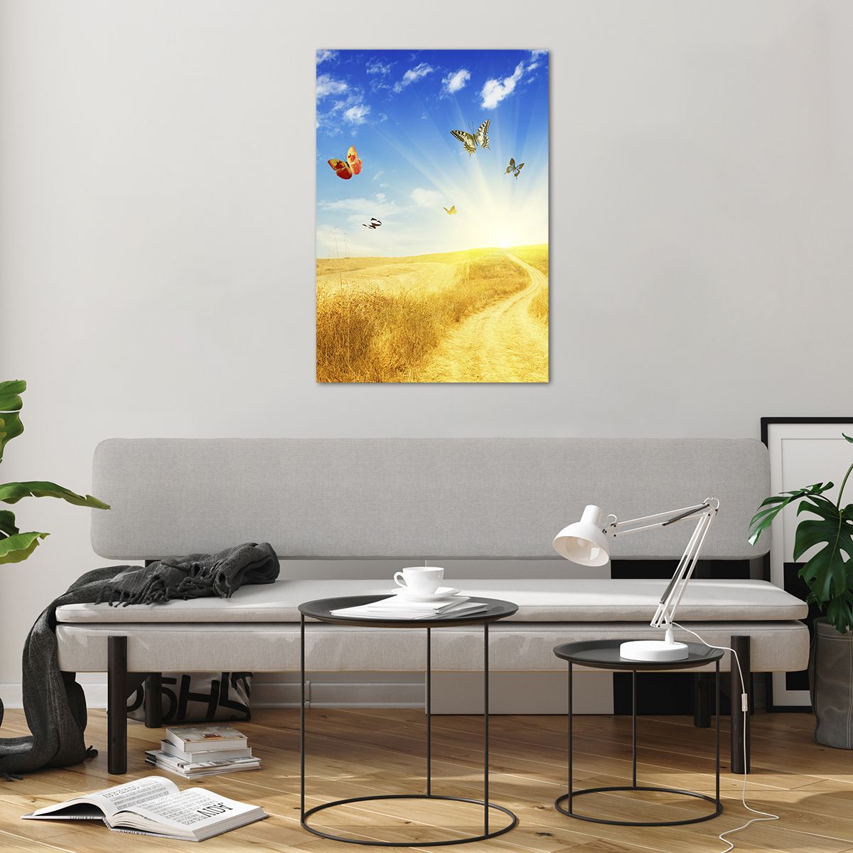 Quadro su vetro Paesaggio, Quadro su vetro Farfalle, Quadro su vetro Natura, Quadro su vetro Prato, Quadro su vetro Sole