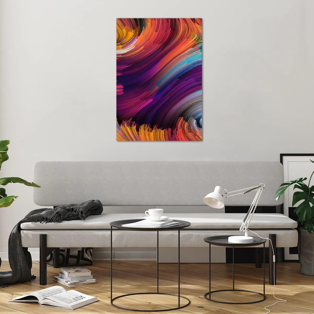 Glasbild - Bild auf glas - Abstrakte Wirbel in leuchtenden Farben - 70x100cm - Der Beginn einer neuen Welt - Moderne Wanddekoration für Wohnzimmer und Schlafzimmer ARTTOR