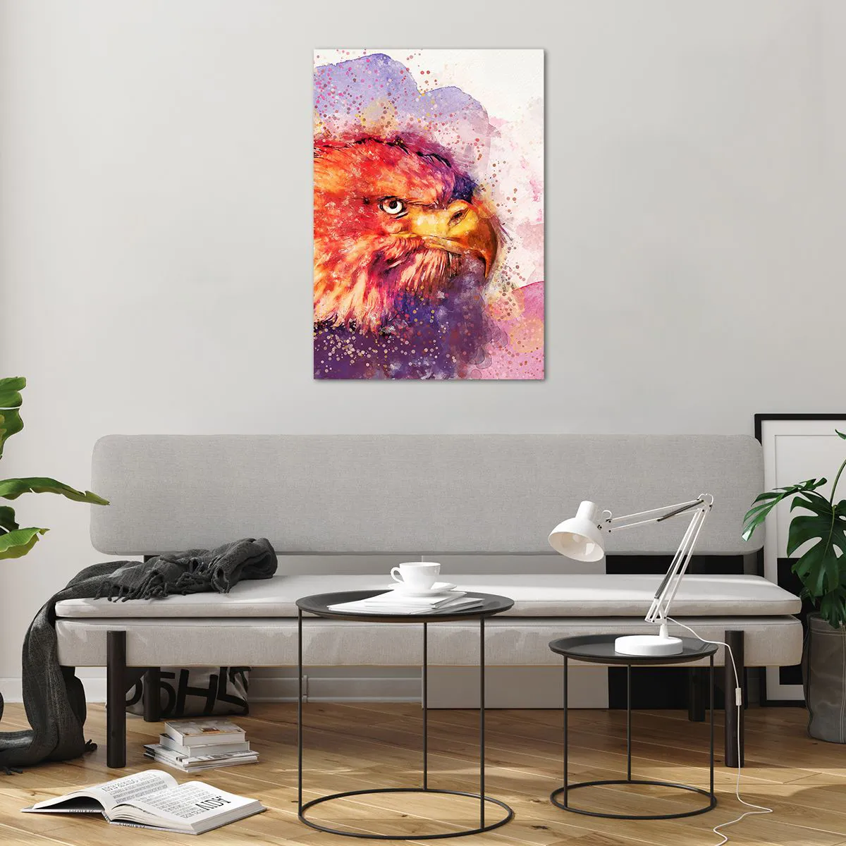 Glasbild - Bild auf glas - Porträt eines Adlers in künstlerischen Aquarellfarben - 70x100cm - Du willst nicht wissen, woran ich denke - Moderne Wanddekoration für Wohnzimmer und Schlafzimmer ARTTOR