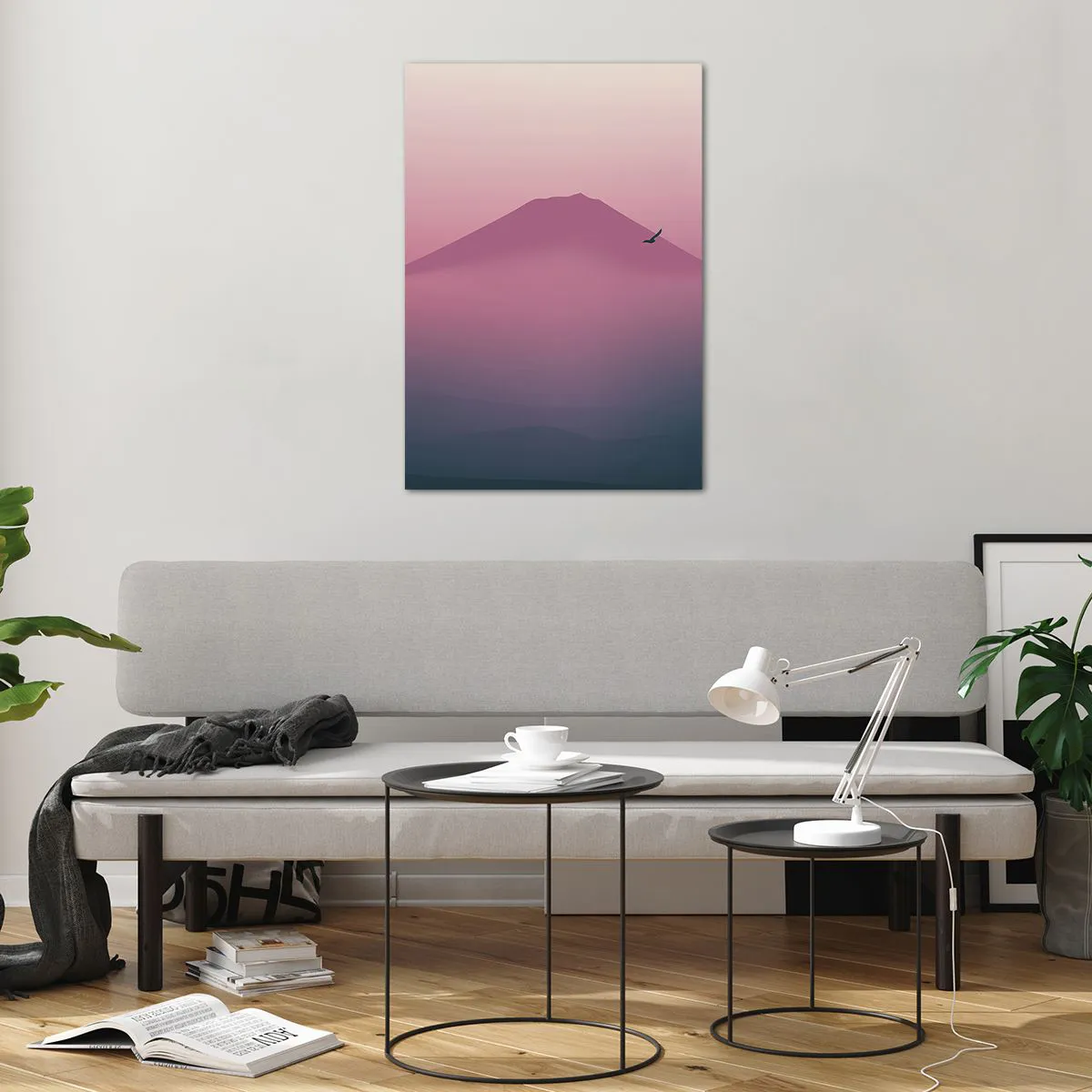 Glastavla - Bild på glas - Vandrare över molnen - 70x100 cm