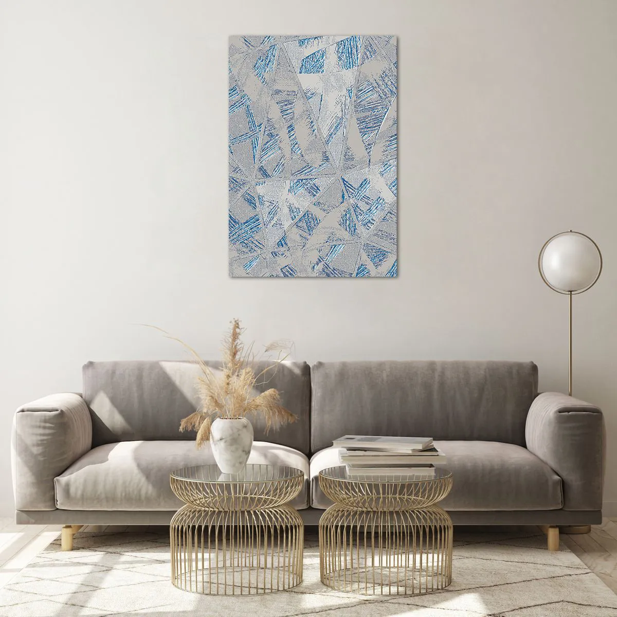 Tablou pe sticlă - Într-un labirint de gri-albastru - 70x100 cm