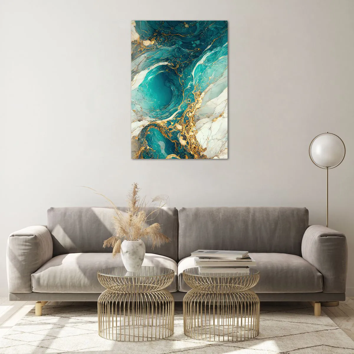 Quadro em vidro - Composição com veios d'ouro - 70x100 cm