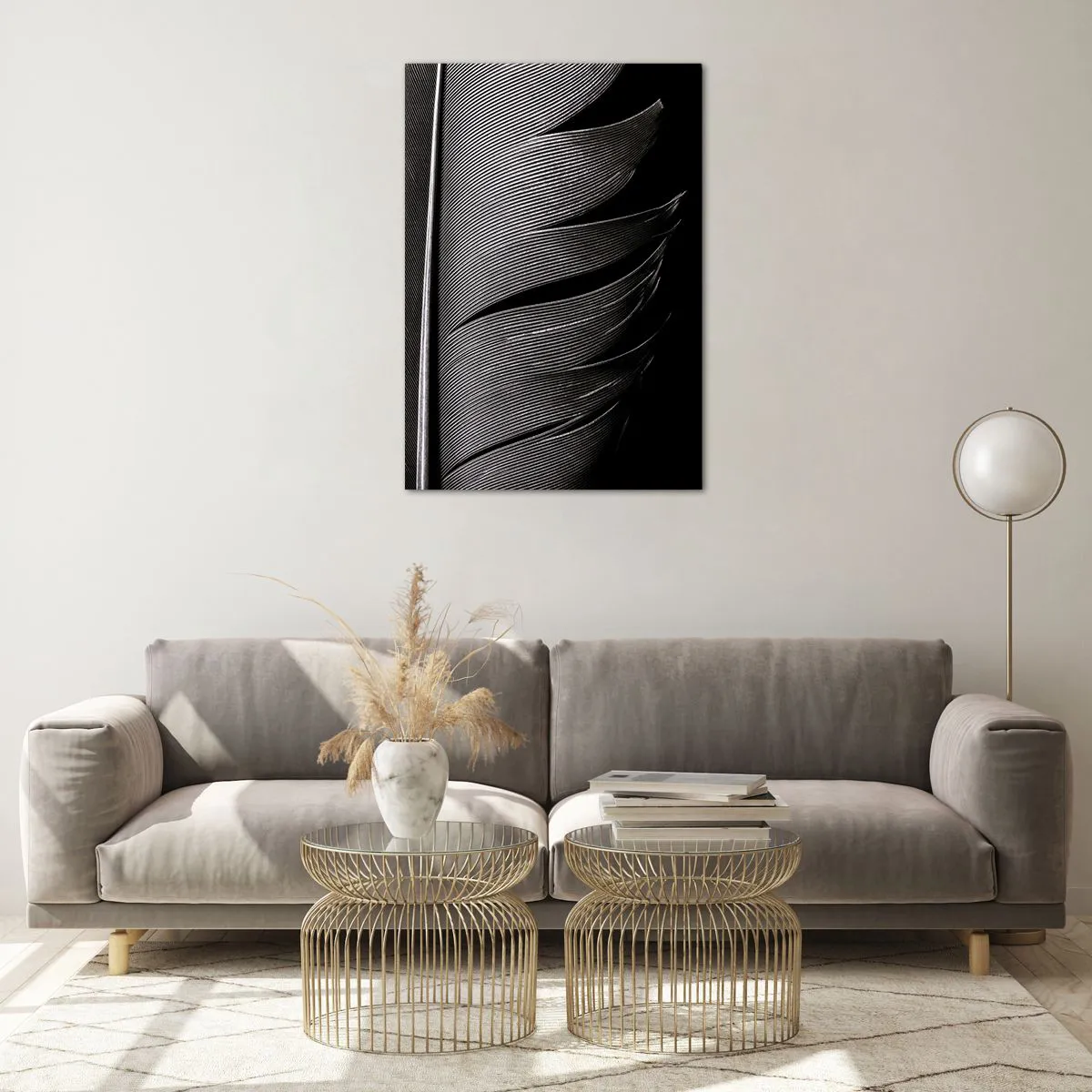 Glastavla - Bild på glas - Fjäder - en underbar konstruktion - 70x100 cm