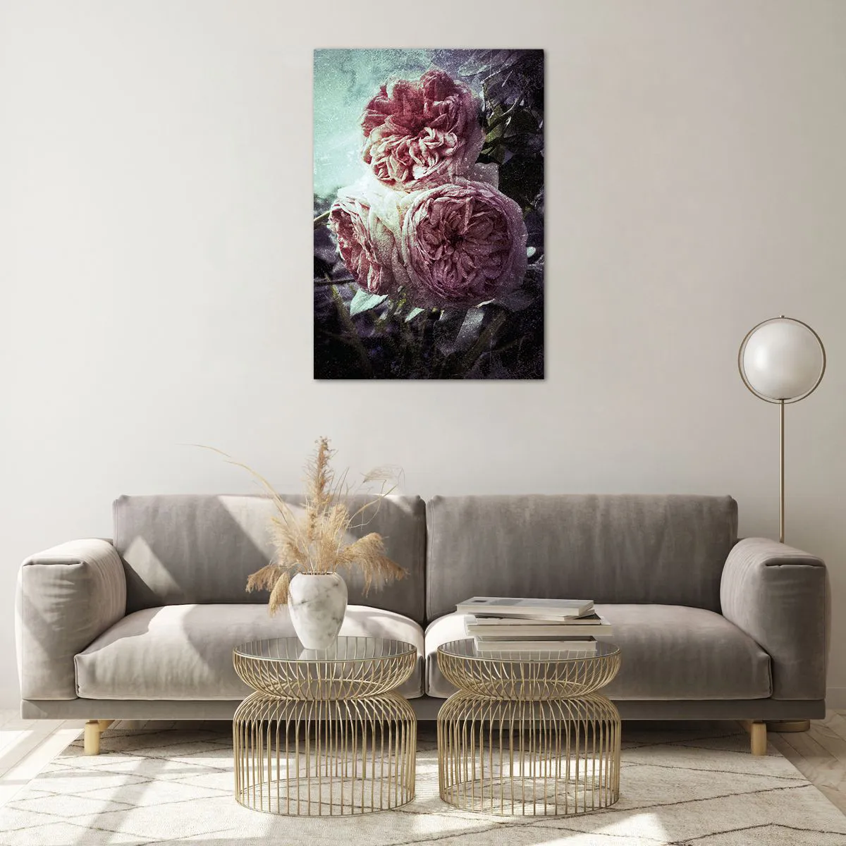 Glastavla - Bild på glas - I en romantisk atmosfär - 70x100 cm