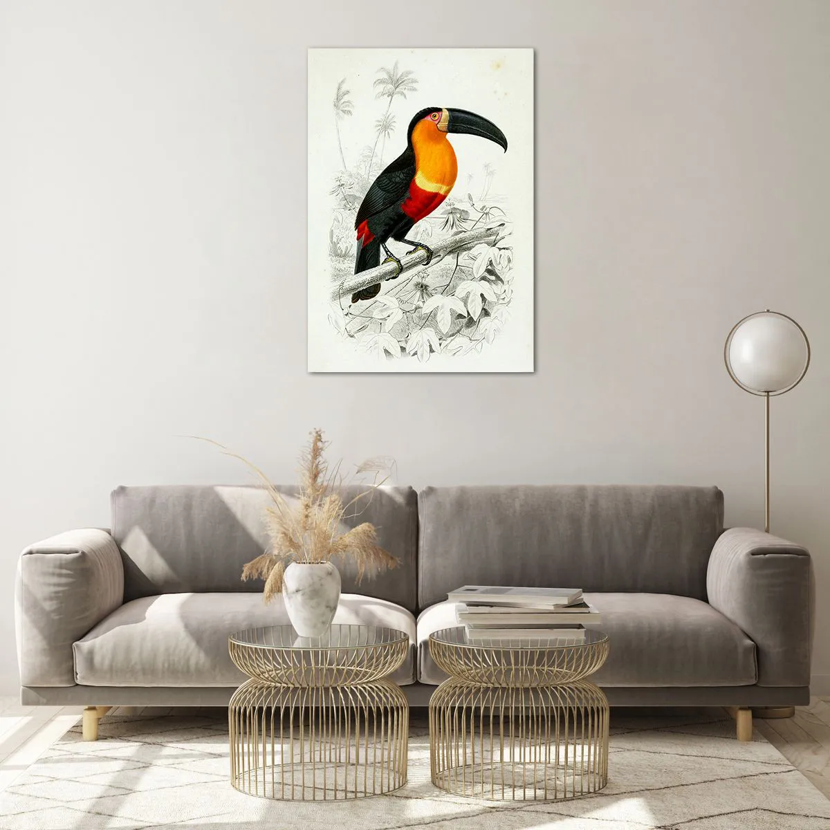 Glastavla - Bild på glas - Fåglarnas färger - 70x100 cm