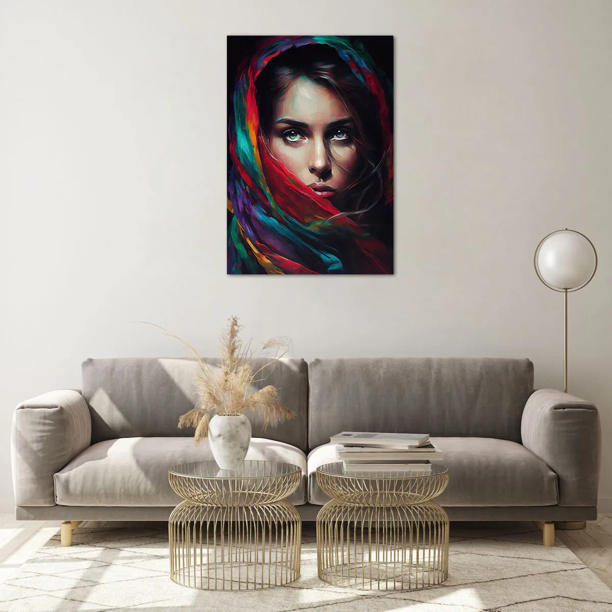 Impression sur verre - Image sur verre - Mystère aux yeux verts - 70x100 cm