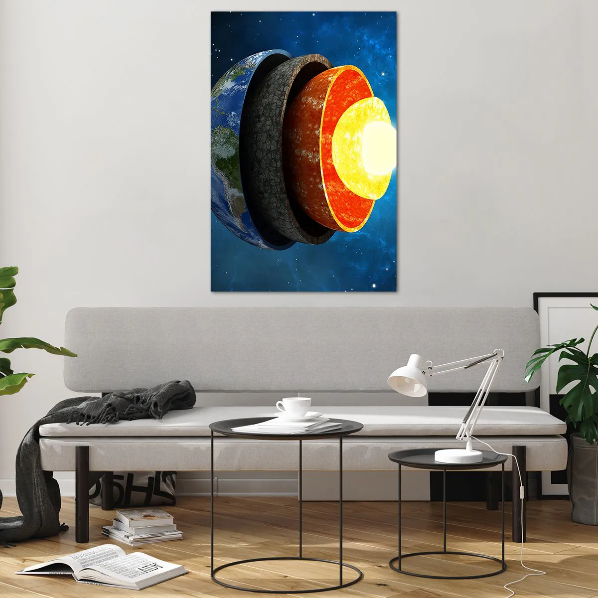 Glastavla - Bild på glas - Resa till jordens inre - 80x120 cm