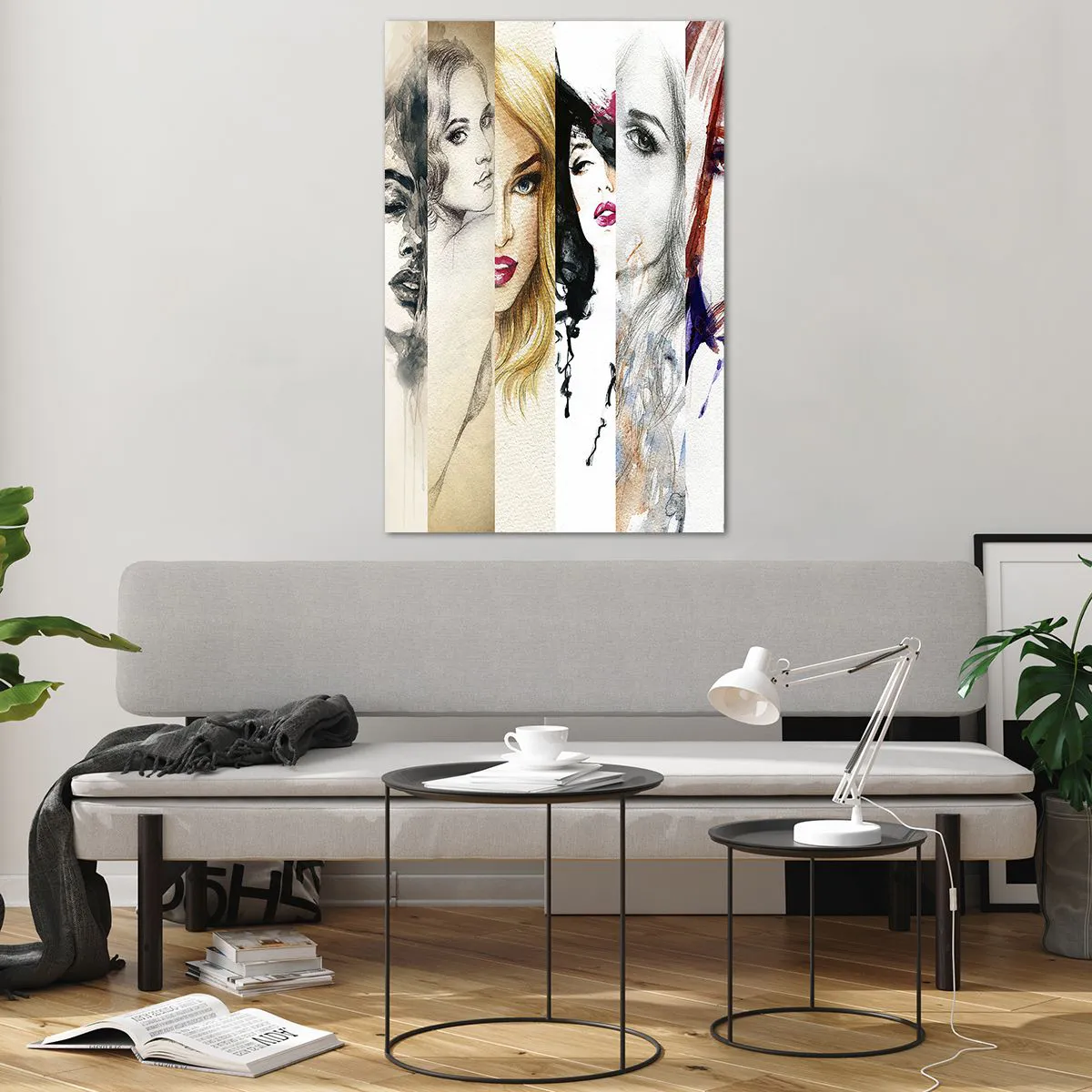 Quadro su vetro - Una raccolta di ritratti di donne in vari stili artistici. - 80x120cm - E sei sempre tu - Decorazione murale moderna per soggiorno e camera da letto ARTTOR