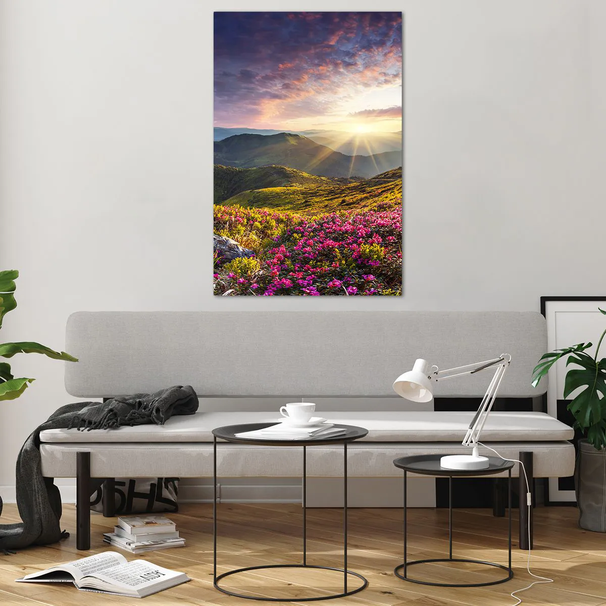 Tablou pe sticlă - Prospețimea unei dimineți de munte - 80x120 cm